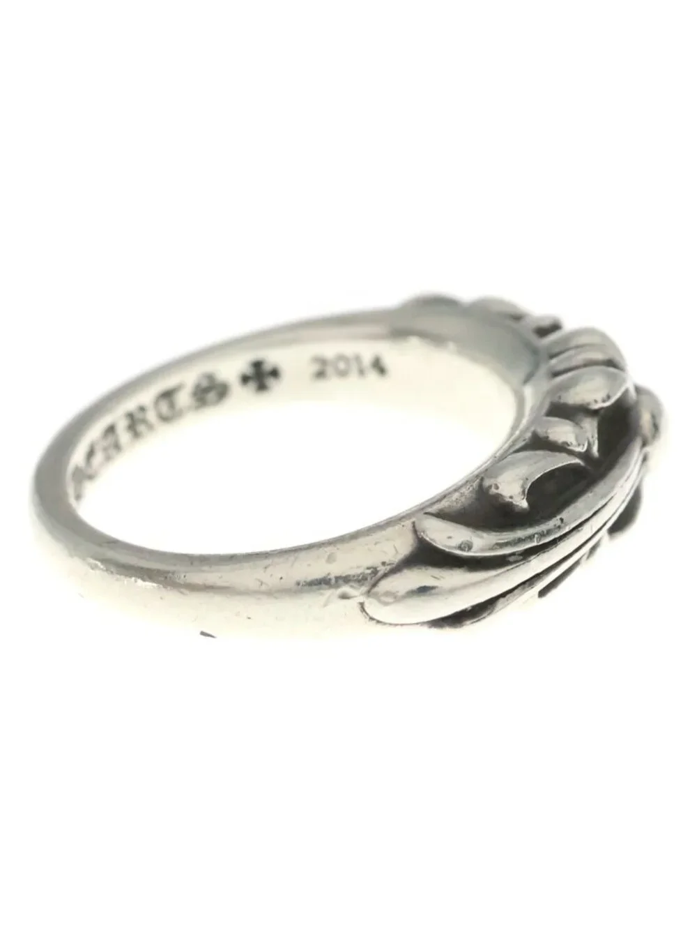 Chrome Hearts Baby Classic Floral Black Sling Silver Ring